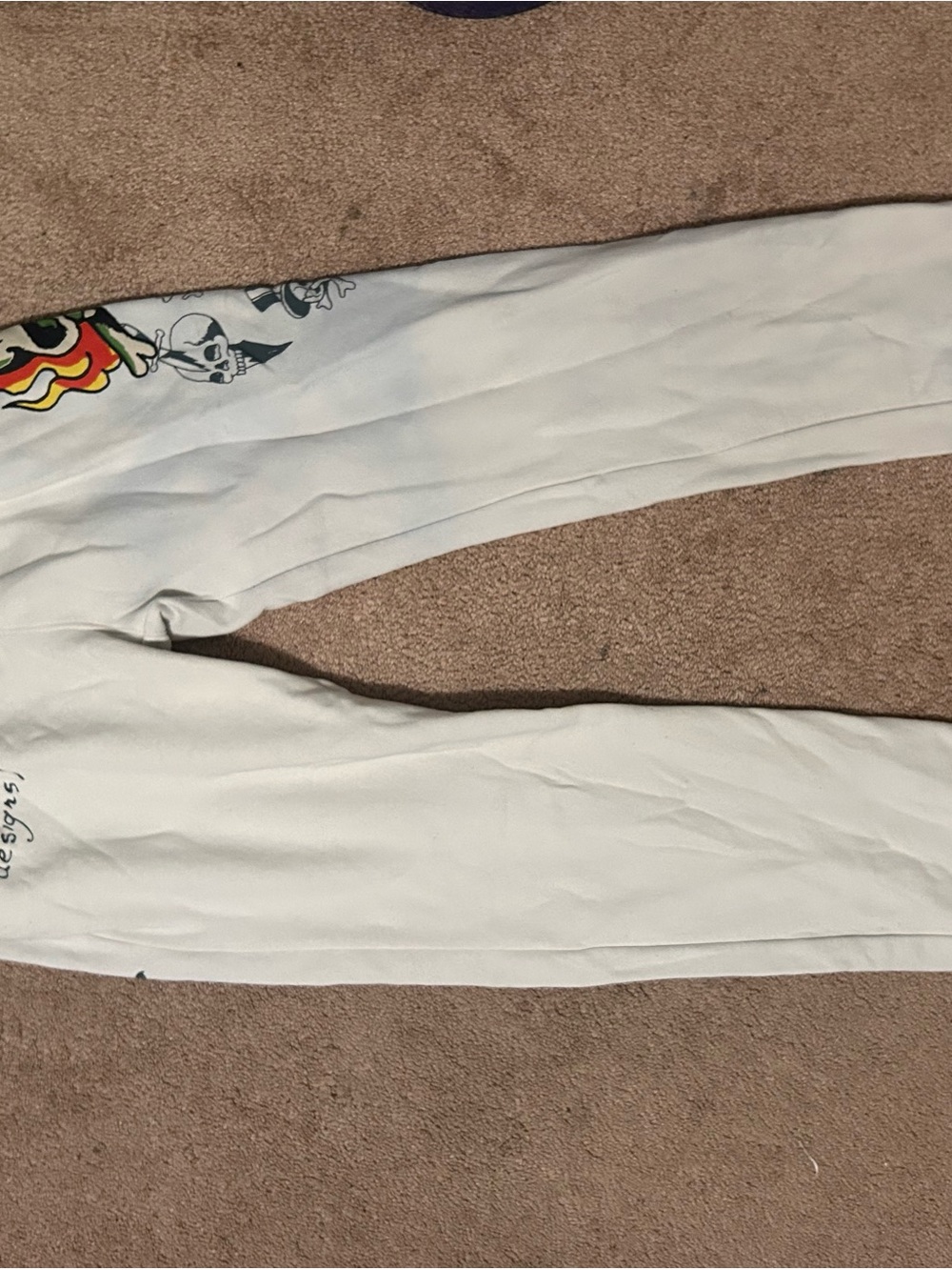 Ed Hardy White Sweatpants with Graphic Accent